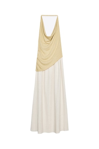 Robe longue bi-matière - Ecru et beige