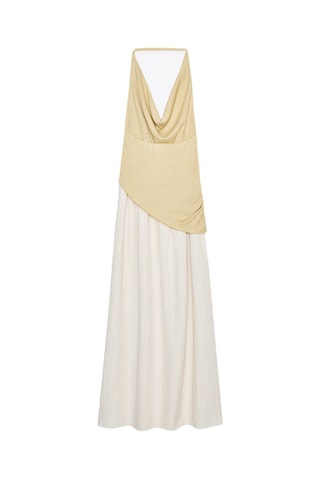 Robe longue bi-matière - Ecru et beige