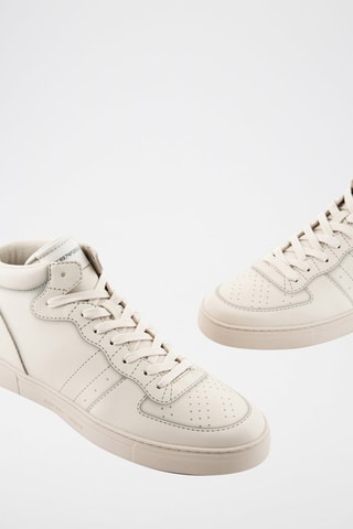 Hoge Leren Sneakers Ivoorkleurig - Emporio Armani