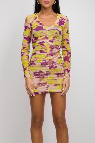 Nauwaansluitende Jurk - Beige en groen