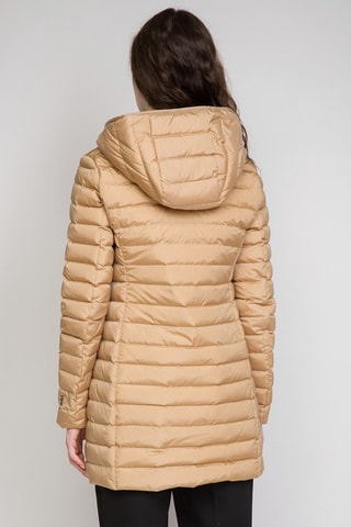 Lange Gewatteerde Jas met Capuchon - Crèmekleurig