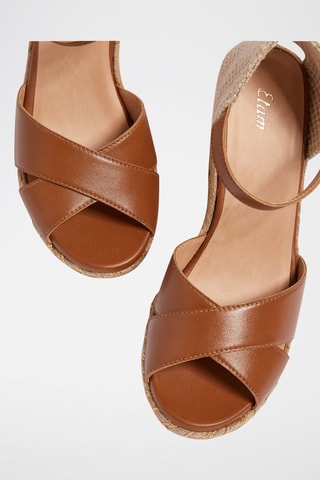 Leren Sandalen met Sleehak - Bruin