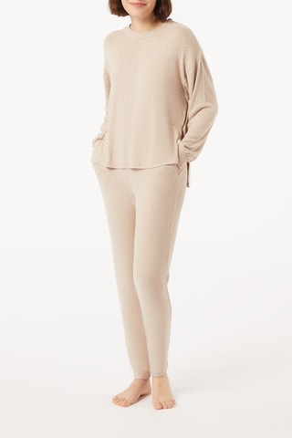 Pyjamabroek hoge taille Cloa- Gemêleerd taupe
