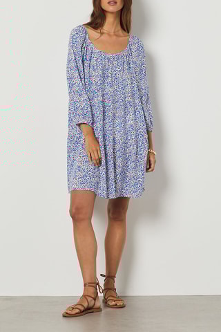 Jurk met Bloemmotief - Marineblauw