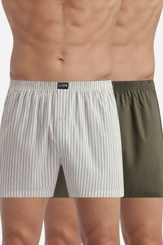 2 Boxers Coton Stretch - Wit en Grijs