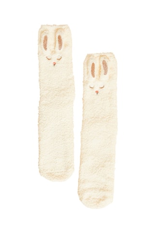 Sokken met oortjes Xmas House Ecru