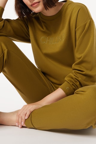 Sweater Loungewear Gemêleerd Kaki