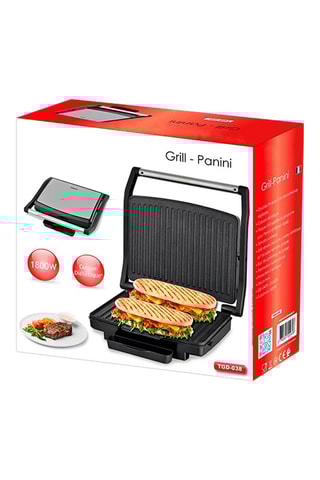 Grill para carne y sándwich de acero inoxidable - 1800 W - 35,2 x 13,4 x 34,8 cm