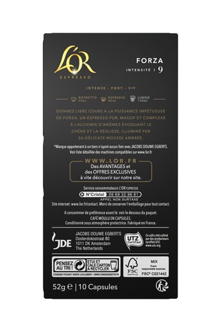 200 cápsulas - Café Forza - Intensidad 9 - 20 x 10 cápsulas L'Or Espresso