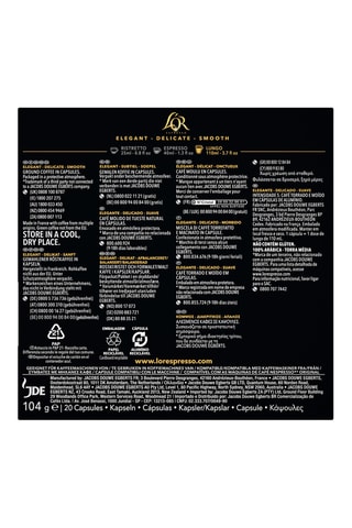 200 cápsulas - Café Lungo Mattinata - Intensidad 5 - 10 x 20 cápsulas L'Or Espresso