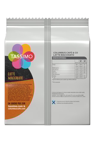 40 dosettes Tassimo - Columbus Latte Macchiato - 5 x 8 dosettes