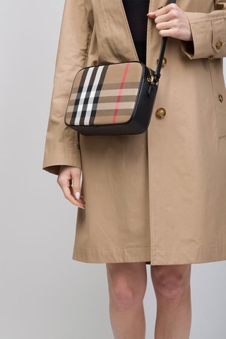 Sac bandoulière Large Camera - Beige et noir