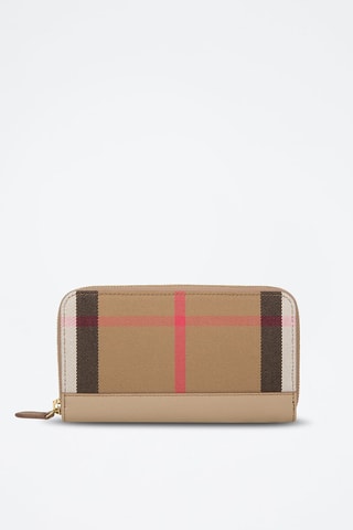 Compagnon en cuir Lg Zip Around  - Beige