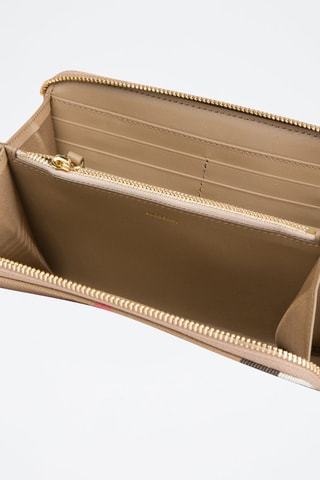 Compagnon en cuir Lg Zip Around  - Beige