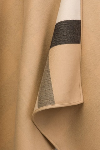 Poncho en laine Reversible Check - Camel
