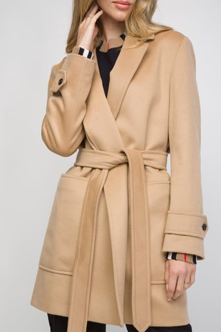 Manteau en laine et cachemire Sherringham short A23O - Camel