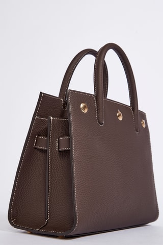 Sac cabas en cuir de veau Handle - Brun argile foncé