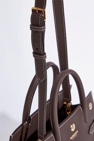 Sac cabas en cuir de veau Handle - Brun argile foncé