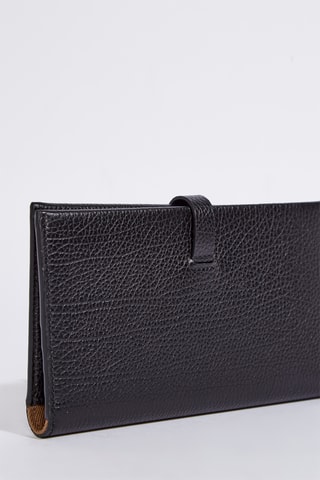 Portefeuille en cuir de veau Ellie - Noir