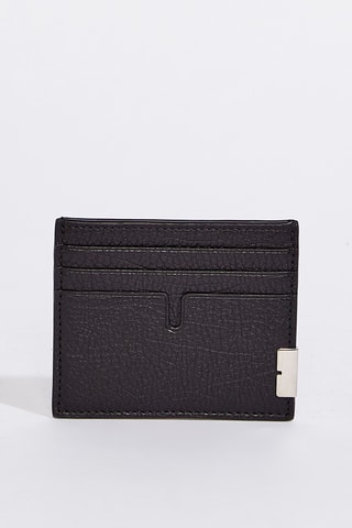 Porte-cartes en cuir de veau Tall Sandon - Noir