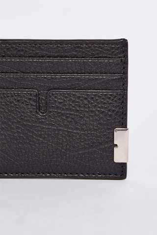 Porte-cartes en cuir de veau Tall Sandon - Noir