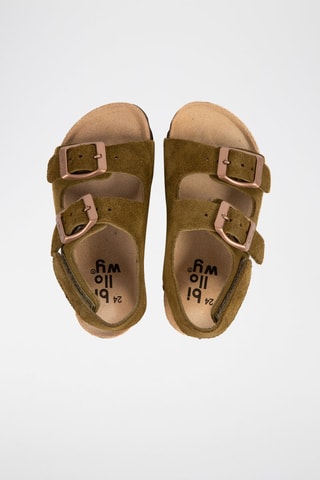 Sandali in pelle scamosciata - Kaki