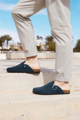 Sabot in pelle scamosciata Rosso - Navy