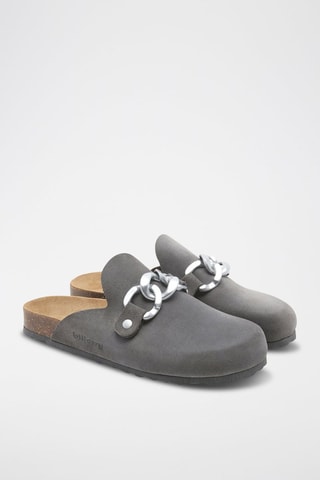 Sabot in pelle scamosciata Rosso - Grigio