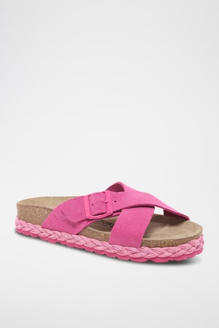 Ciabatte platform in pelle scamosciata - Fucsia