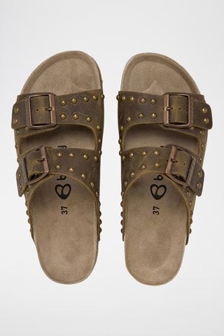 Ciabatte platform in pelle - Kaki