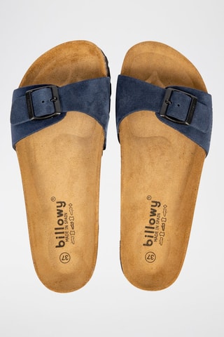 Ciabatte in pelle scamosciata Rosso - Navy