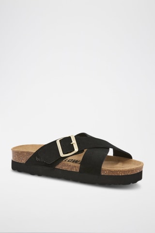 Sandali platform in pelle scamosciata - Nero