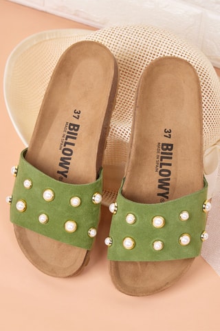 Ciabatte in pelle scamosciata - Verde chiaro 