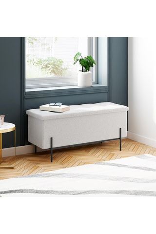 Banc-coffre Loan - Tissu bouclette - 100 x 45 x 37 cm