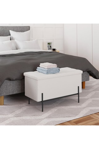 Banc-coffre Loan - Tissu bouclette - 100 x 45 x 37 cm