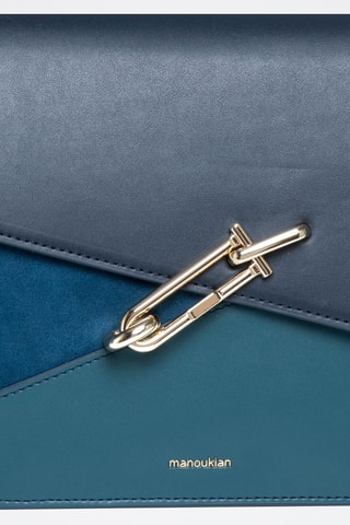 Borsa a tracolla in crosta di pelle Maureen - Blu