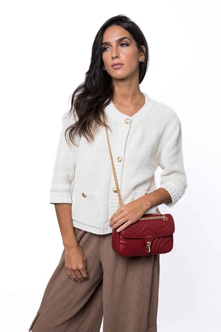 Borsa a spalla in crosta di pelle Agatha - Bordeaux