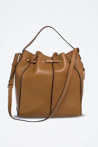 Borsa a secchiello in pelle Tony - Marrone