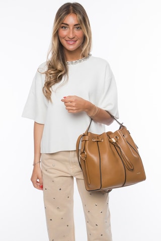 Borsa a secchiello in pelle Tony - Marrone