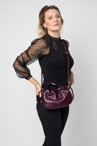 Borsa a tracolla in pelle Solina - Viola