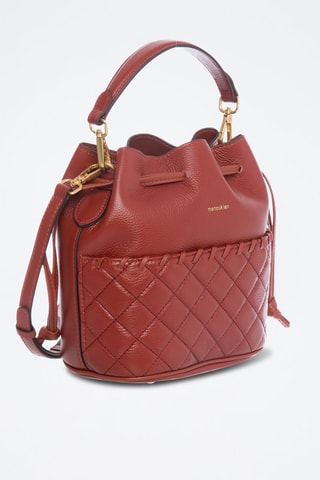 Borsa a secchiello in crosta di pelle Virgin - Marrone