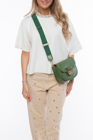 Borsa a tracolla in crosta di pelle Kira - Verde