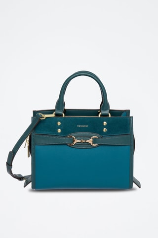 Borsa a mano in crosta di pelle Farah - Blu