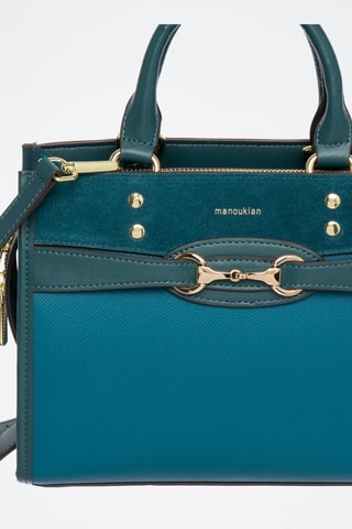 Borsa a mano in crosta di pelle Farah - Blu