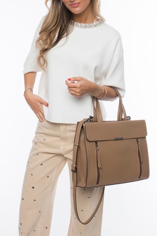 Borsa a mano in crosta di pelle Bastille - Marrone