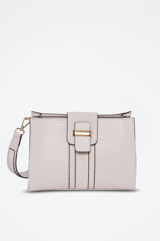 Borsa a tracolla in crosta di pelle Angelina - Grigio