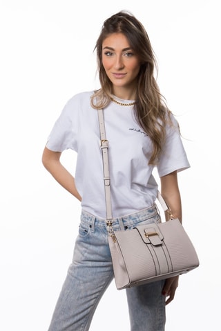 Borsa a tracolla in crosta di pelle Angelina - Grigio