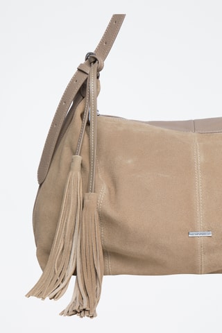 Borsa a spalla in crosta di pelle Nili - Beige