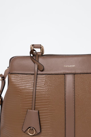 Borsa a mano in crosta di pelle Mulan - Marrone