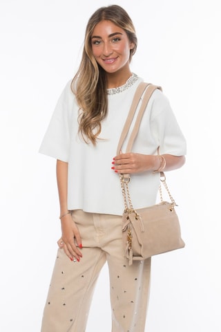 Borsa a tracolla in pelle scamosciata Chelly - Beige